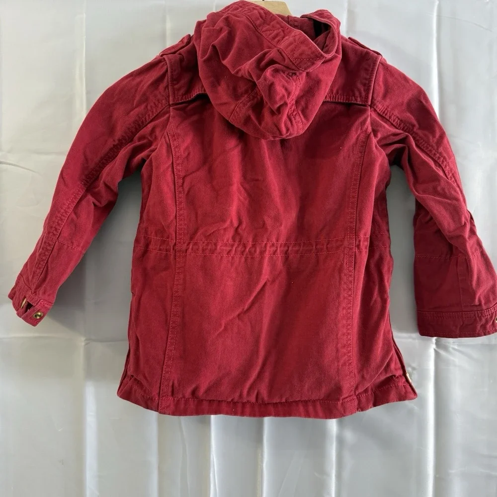 Vintage 90s Levi's Girls' Size‎ 6 (5-6 YRS) Red Coat Jacket Hood Full Zip Chore